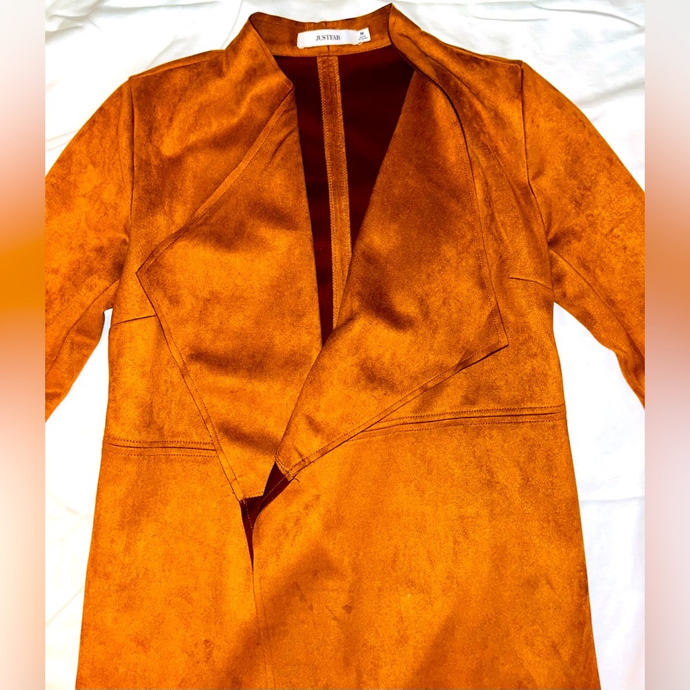 Camel suede duster with belt
